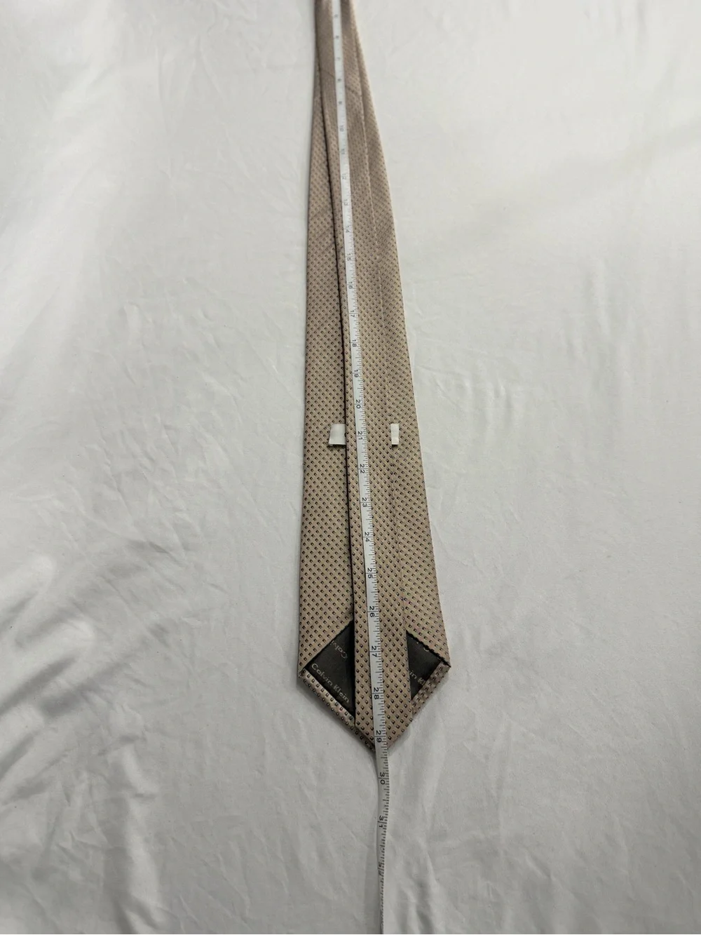 Calvin Klein Mens Beige Tie with Microdot Pattern